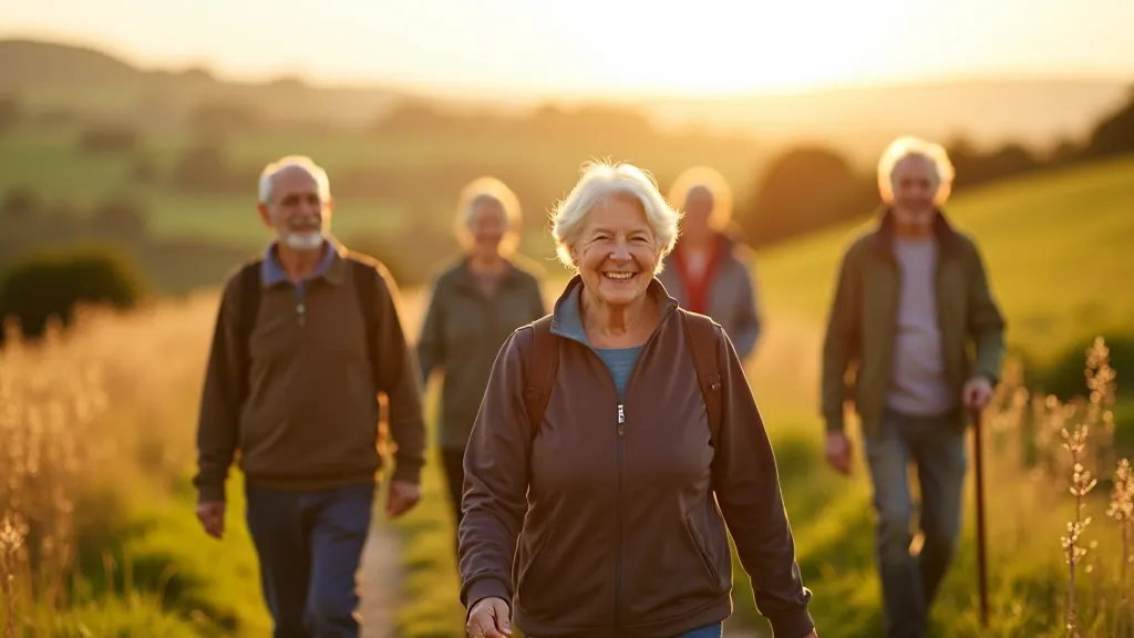 Older adults enjoying a gentle walk together on an accessible heritage trail in Ireland